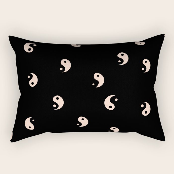 Yin and yang black and white Rectangular Pillow Gallery Image 2