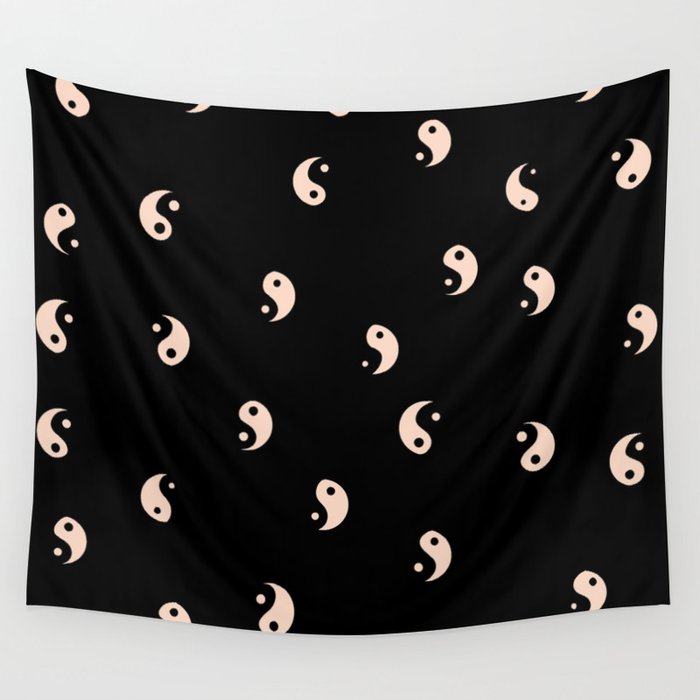 Yin and yang black and white Wall Tapestry Gallery Image 1