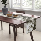 Pathway of light, sunlight and sunbeams in forest black and white photograph by J W Chapman Taylor Table Runner Gallery Image 2