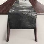 Pathway of light, sunlight and sunbeams in forest black and white photograph by J W Chapman Taylor Table Runner Gallery Image 1