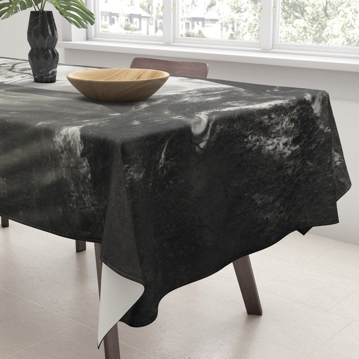 Pathway of light, sunlight and sunbeams in forest black and white photograph by J W Chapman Taylor Tablecloth Gallery Image 3