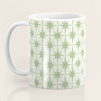 Mid Century Modern Atomic Stars Retro Starbursts Light Sage Green and Cream Pattern Coffee Mug Gallery Image 3