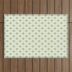 Mid Century Modern Atomic Stars Retro Starbursts Light Sage Green and Cream Pattern Outdoor Rug Gallery Image 1