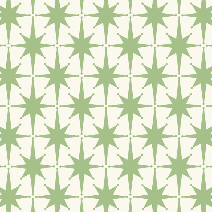 Mid Century Modern Atomic Stars Retro Starbursts Light Sage Green and Cream Pattern Coffee Mug Gallery Image 2