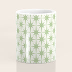Mid Century Modern Atomic Stars Retro Starbursts Light Sage Green and Cream Pattern Coffee Mug Gallery Image 4
