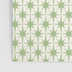 Mid Century Modern Atomic Stars Retro Starbursts Light Sage Green and Cream Pattern Poster Gallery Image 3