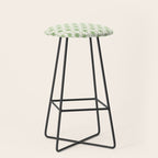 Mid Century Modern Atomic Stars Retro Starbursts Light Sage Green and Cream Pattern Stool Gallery Image 1