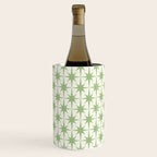 Mid Century Modern Atomic Stars Retro Starbursts Light Sage Green and Cream Pattern Wine Chiller Gallery Image 3