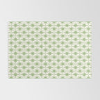 Mid Century Modern Atomic Stars Retro Starbursts Light Sage Green and Cream Pattern Rug Gallery Image 2