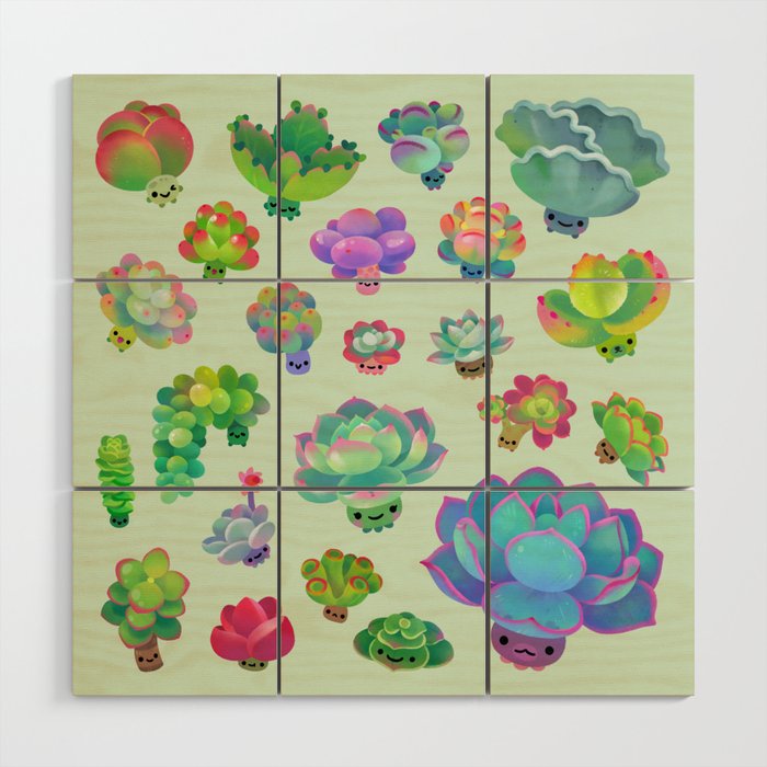 Baby succulent 2 - green Wood Wall Art Gallery Image 1