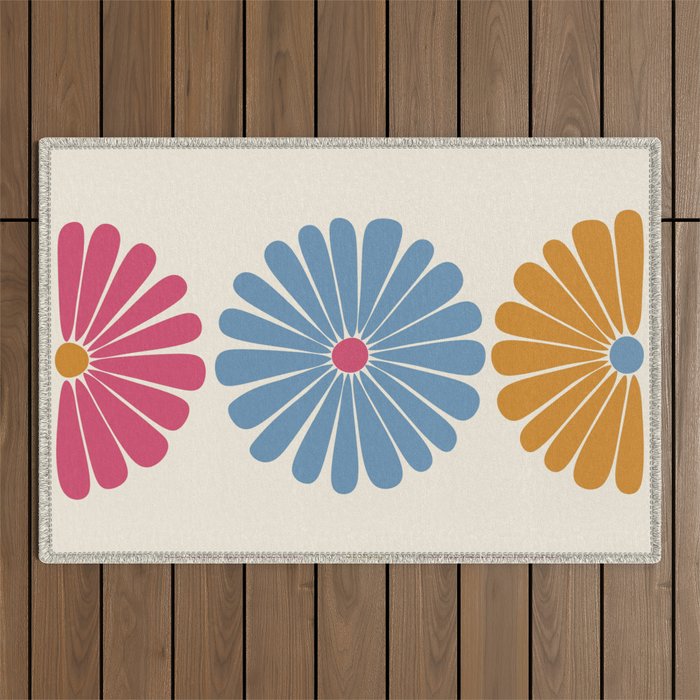 Retro Summer Daisies V Outdoor Rug Gallery Image 1