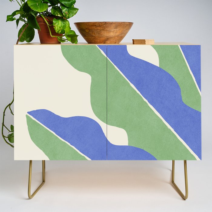 Color Block Abstract Leaf - Blue Green Credenza Gallery Image 1