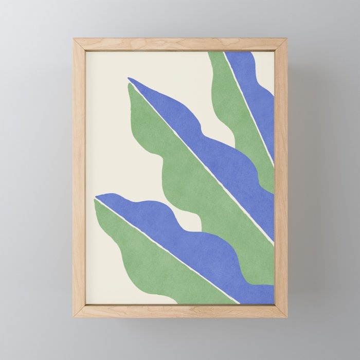 Color Block Abstract Leaf - Blue Green Mini Art Print Gallery Image 1