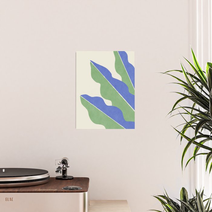 Color Block Abstract Leaf - Blue Green Poster Gallery Image 2