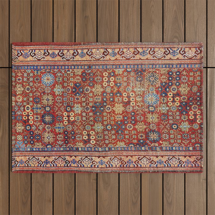 Khotan Antique East Turkestan Rug Print Outdoor Rug Gallery Image 1