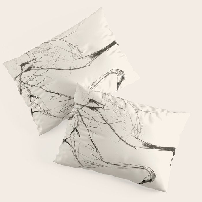Two Geese - Minimalist Drawing Pillow Sham Gallery Image 3