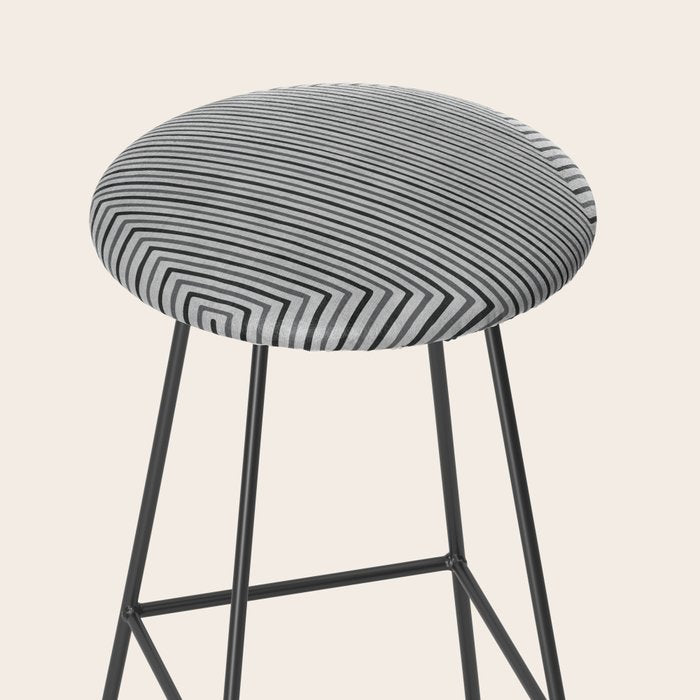 Black Gray Lines Abstract Geometric Minimalism Artwork Stool Gallery Image 2