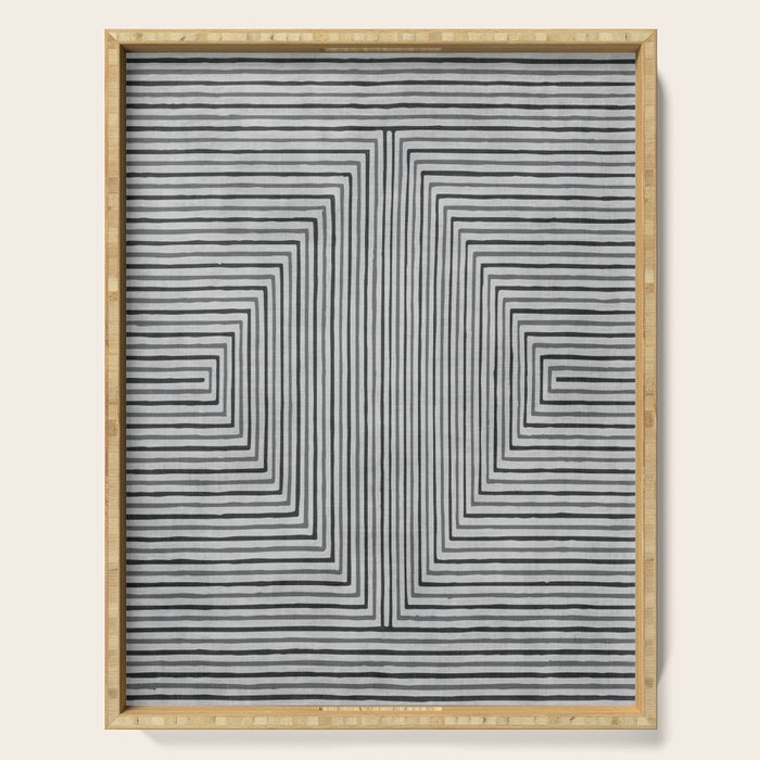 Black Gray Lines Abstract Geometric Minimalism Artwork Serving Tray Gallery Image 1