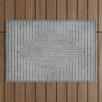 Black Gray Lines Abstract Geometric Minimalism Artwork Outdoor Rug Gallery Image 1
