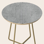 Black Gray Lines Abstract Geometric Minimalism Artwork Side Table Gallery Image 2