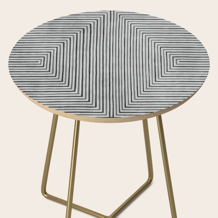 Black Gray Lines Abstract Geometric Minimalism Artwork Side Table Gallery Image 2