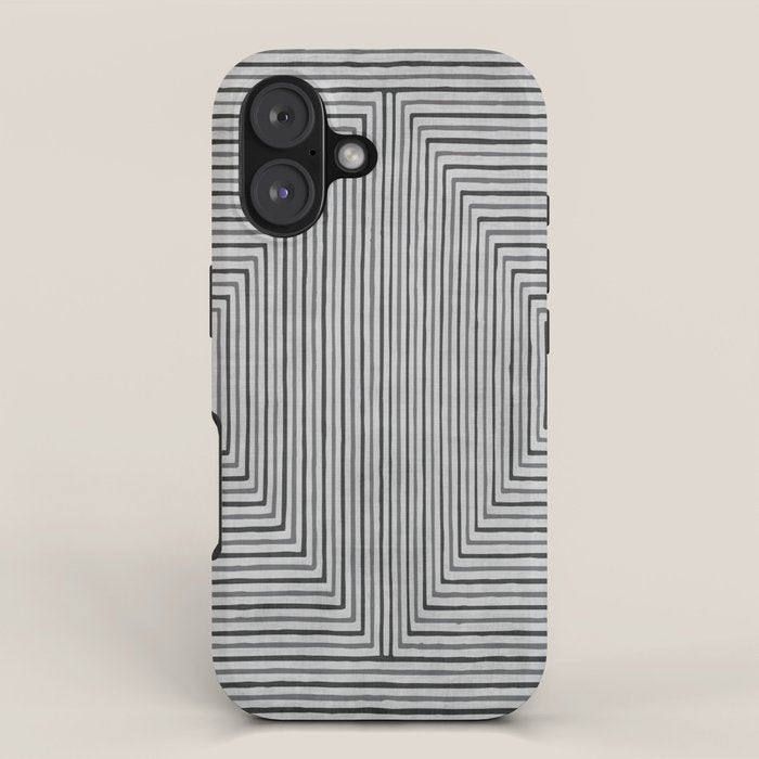 Black Gray Lines Abstract Geometric Minimalism Artwork iPhone Case Gallery Image 1