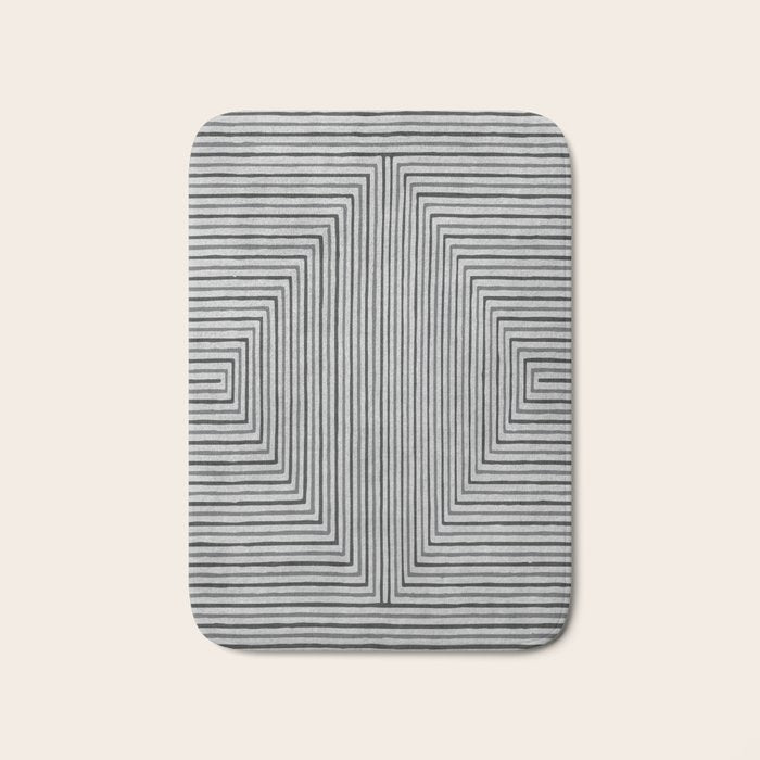 Black Gray Lines Abstract Geometric Minimalism Artwork Bath Mat Gallery Image 1