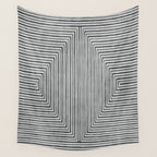 Black Gray Lines Abstract Geometric Minimalism Artwork Wall Tapestry Gallery Image 4
