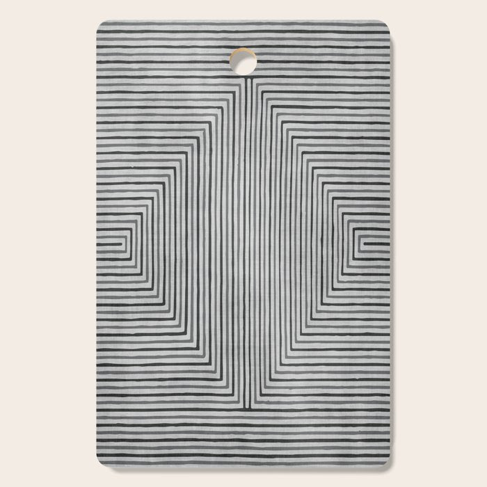 Black Gray Lines Abstract Geometric Minimalism Artwork Cutting Board Gallery Image 1