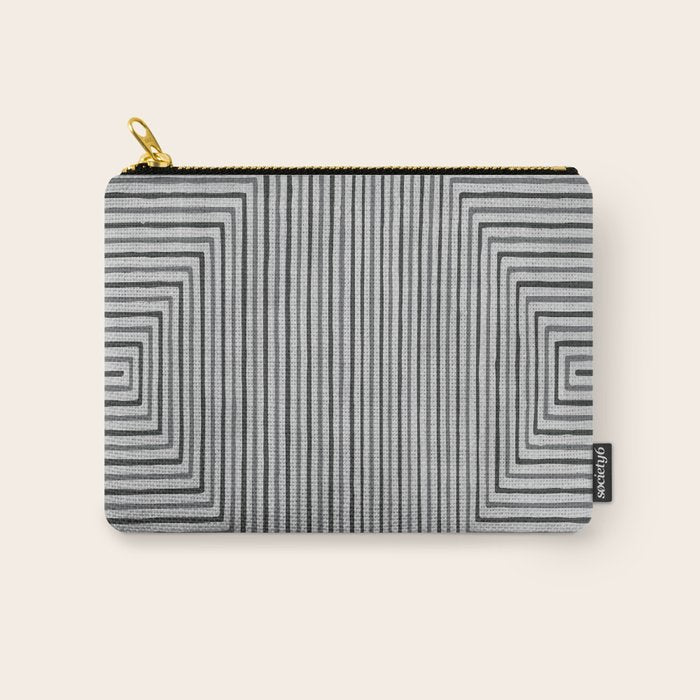 Black Gray Lines Abstract Geometric Minimalism Artwork Carry All Pouch Gallery Image 1