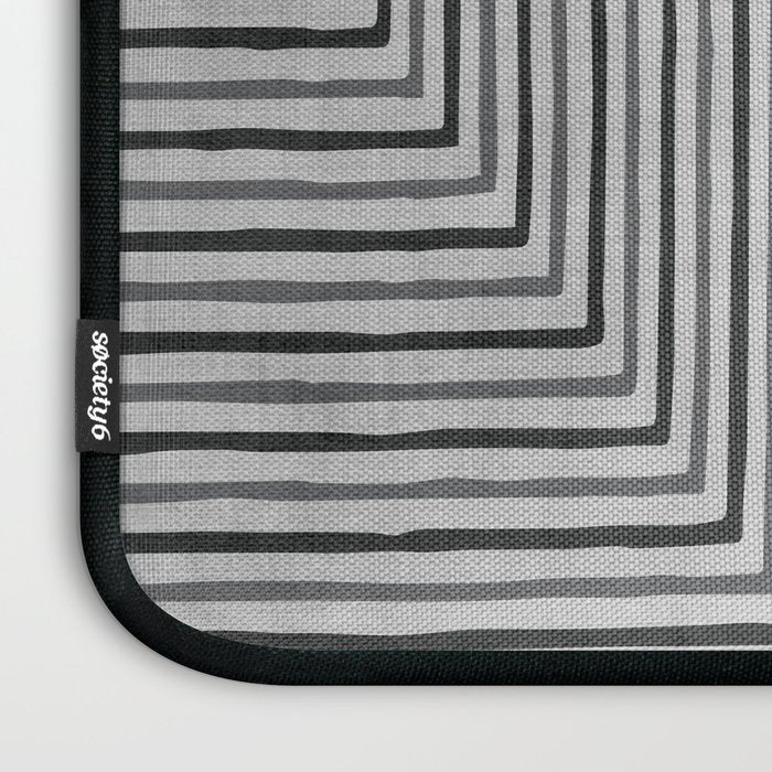 Black Gray Lines Abstract Geometric Minimalism Artwork Laptop Sleeve Gallery Image 3