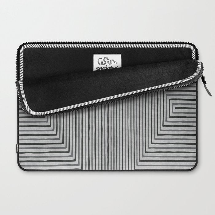 Black Gray Lines Abstract Geometric Minimalism Artwork Laptop Sleeve Gallery Image 2