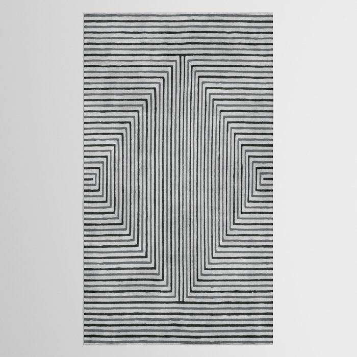 Black Gray Lines Abstract Geometric Minimalism Artwork Tablecloth Gallery Image 2