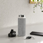 Black Gray Lines Abstract Geometric Minimalism Artwork Water Bottle Gallery Image 4
