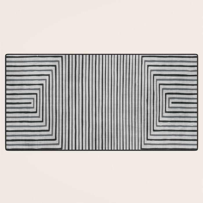 Black Gray Lines Abstract Geometric Minimalism Artwork Desk Mat Gallery Image 3