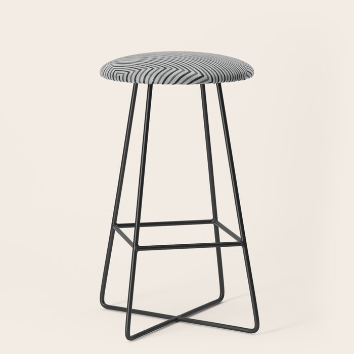 Black Gray Lines Abstract Geometric Minimalism Artwork Stool Gallery Image 1