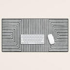 Black Gray Lines Abstract Geometric Minimalism Artwork Desk Mat Gallery Image 1