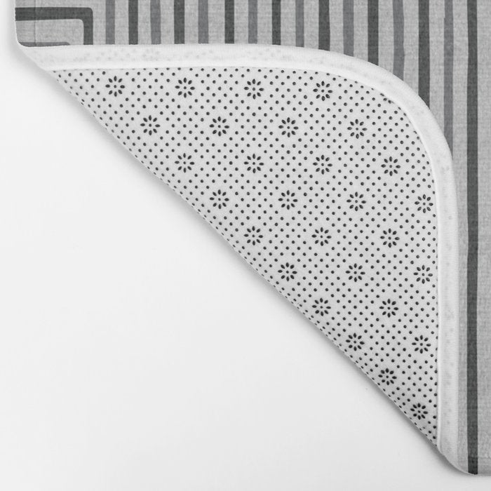 Black Gray Lines Abstract Geometric Minimalism Artwork Bath Mat Gallery Image 2