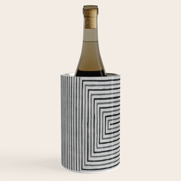Black Gray Lines Abstract Geometric Minimalism Artwork Wine Chiller Gallery Image 3