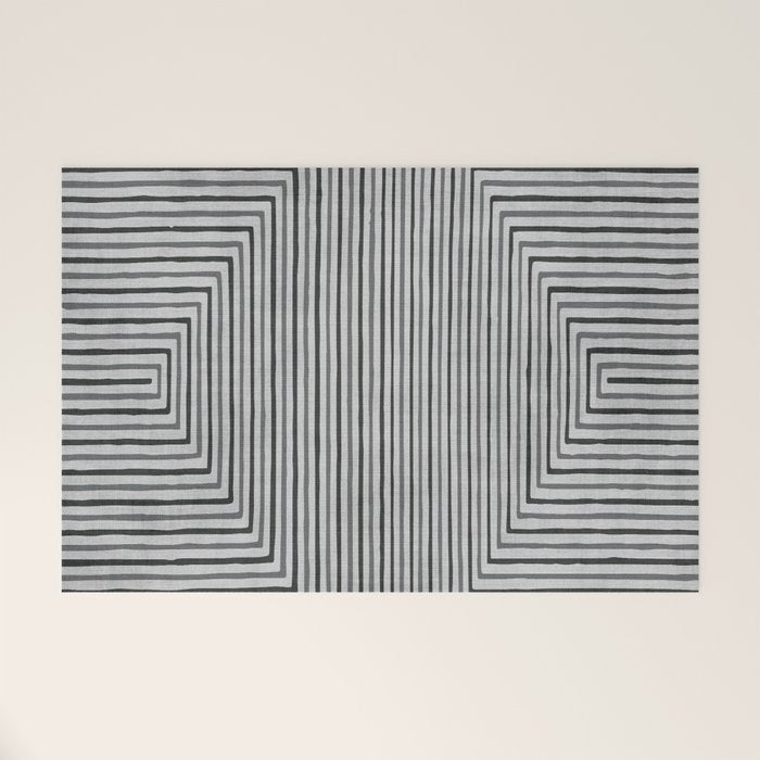 Black Gray Lines Abstract Geometric Minimalism Artwork Welcome Mat Gallery Image 1