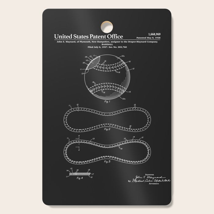 Baseball Patent - Black Cutting Board Gallery Image 1