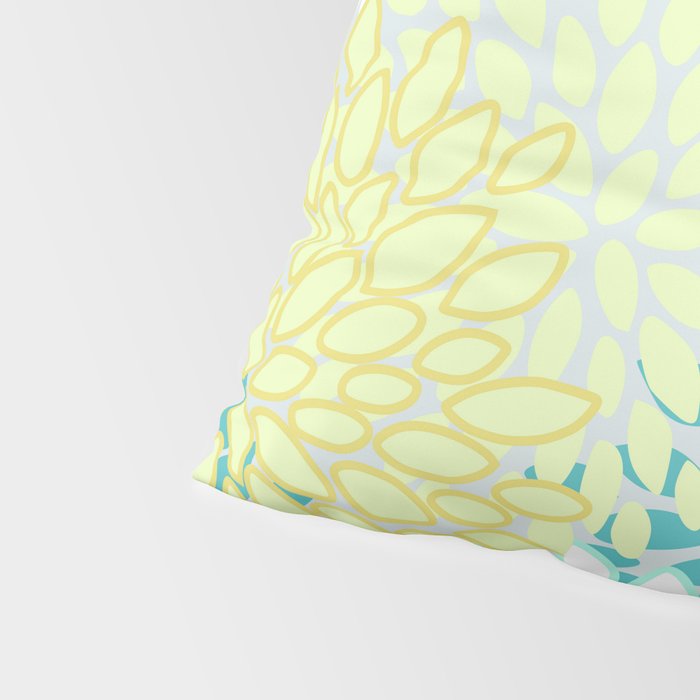 Floral Prints, Teal, Turquoise and Yellow Pillow Sham Gallery Image 4