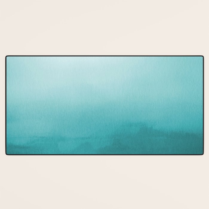 Best Seller Aqua Teal Turquoise Watercolor Ombre Gradient Blend Abstract Art - Aquarium SW 6767 Desk Mat Gallery Image 3