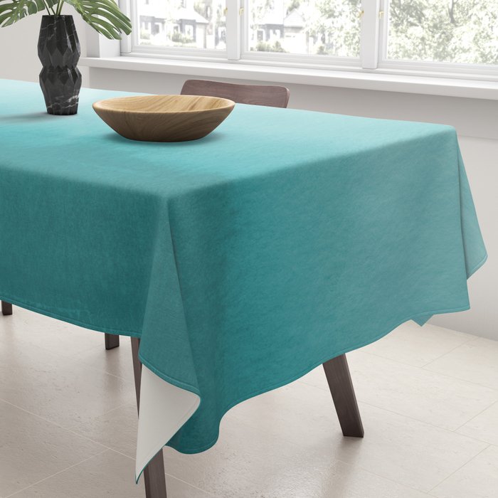 Best Seller Aqua Teal Turquoise Watercolor Ombre Gradient Blend Abstract Art - Aquarium SW 6767 Tablecloth Gallery Image 3