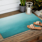 Best Seller Aqua Teal Turquoise Watercolor Ombre Gradient Blend Abstract Art - Aquarium SW 6767 Outdoor Rug Gallery Image 2