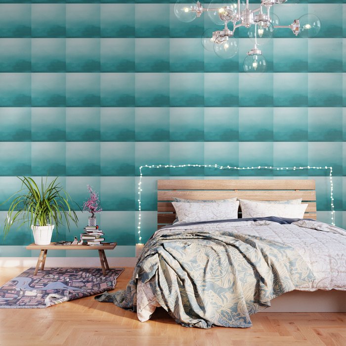 Best Seller Aqua Teal Turquoise Watercolor Ombre Gradient Blend Abstract Art - Aquarium SW 6767 Wallpaper Gallery Image 3
