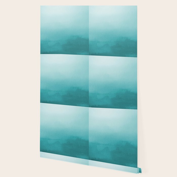 Best Seller Aqua Teal Turquoise Watercolor Ombre Gradient Blend Abstract Art - Aquarium SW 6767 Wallpaper Gallery Image 2