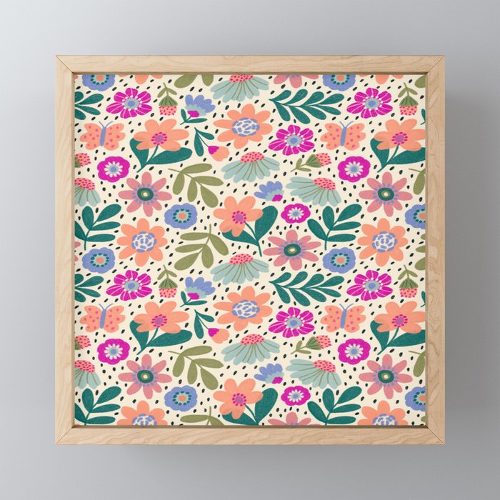 Summer Floral Pattern Mini Art Print Gallery Image 1