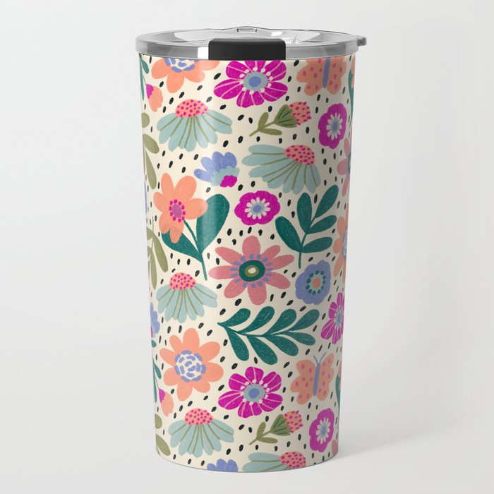 Summer Floral Pattern Travel Mug Gallery Image 1