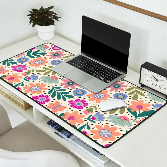 Summer Floral Pattern Desk Mat Gallery Image 2